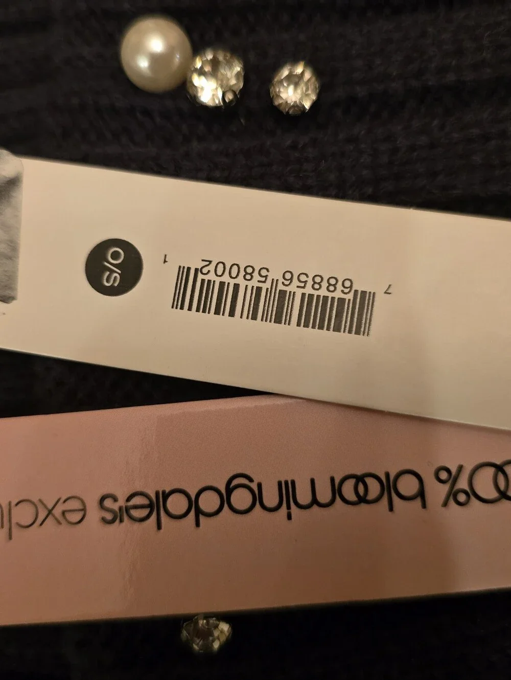 Aqua Embellished Cuff Hat - Exclusive to Bloomingdale's. Navy Blue. NWT Gift